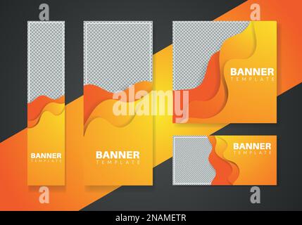set of creative web banners of standard size. Vertical, horizontal and square template. vector illustration Stock Vector