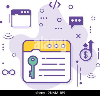 SSL Protected Webpage Sign stock illustration, Server and Browser Secret Encrypted decrypted Password Vector Icon Design, Programming and Automation Stock Vector