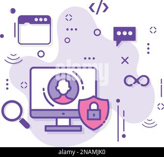 Digital Security Consultant Concept, Remote Developer stock, Login Screen illustration, GDPR or Privacy Policy Vector Icon Design, Cloud computing Stock Vector