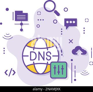 Domain Name Server Settings Concept stock illustration, Advance Domain Name configuration Sign, Decentralized naming system Vector Icon Design, Cloud Stock Vector
