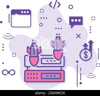 Security Issues or Eavesdropping attack stock illustration, Denial of service attack vector icon design Cloud computing and Web hosting service Symbol Stock Vector