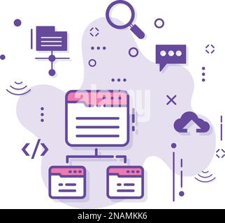 Search Engine Optimization or off-site Links Stock illustration, Outreach Seo concept, Website Map Sign, Link building Vector Icon Design, SEO SMM SEM Stock Vector
