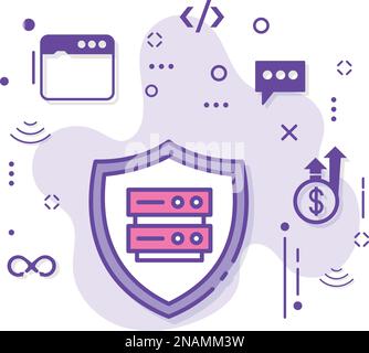 Managed security services Concept, Risk Management stock illustration, Machine Insurance and Safety Sign, Server Protection Vector Icon Design, Cloud Stock Vector