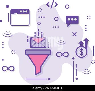 Email outbound Filter Concept, Spam Inbound Junk Checker Vector Icon Design, Cloud computing and Web hosting services Symbol, Mail Server Management Stock Vector