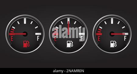Set of fuel gauge level indicator. Vector illustration Stock Vector