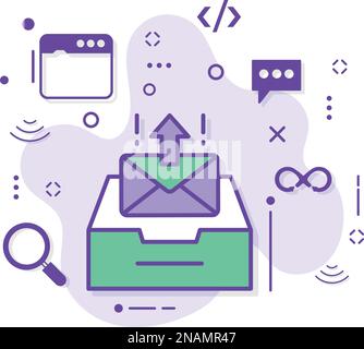 Mail Client UI Stock illustration, Send All Interface, Outbound inbound mail Server vector icon design Cloud computing and Web hosting services Symbol Stock Vector