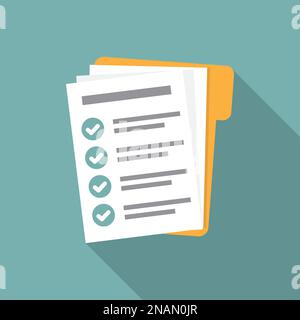 Checklist form document in folder in a flat design. Stock Vector