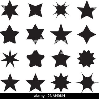 Set of different shape stars icons for design. Stock Vector