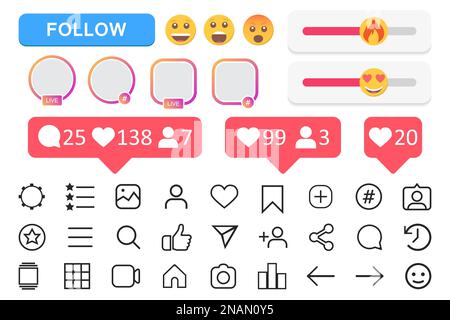 Big set of social media icons. Vector illustration Stock Vector