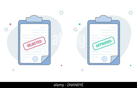 Paper document with approved or rejected stamp. Business concept. Vector illustration Stock Vector