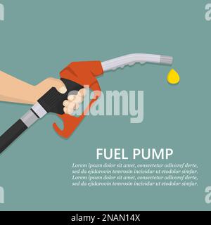 Hand holding fuel pump in a flat design Stock Vector