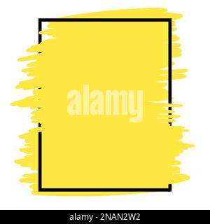 Abstract hand painted textured ink brush background with geometric frame, isolated strokes with rough edges. Vector Stock Vector