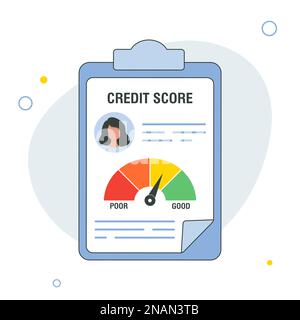 Credit report document concept. Personal credit score information. Vector illustration in flat style Stock Vector