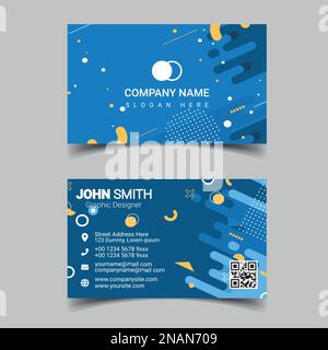 Professional business card design template for company or business. Two color simple but professional design. Compatible for business and personal use Stock Vector