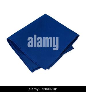 Folded blue tissue napkin isolated over white background. Stock Photo