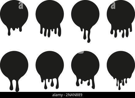 Set of dripping paint icon for design. Vector illustration. Stock Vector