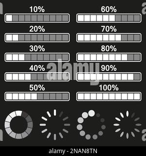 Set of loading bar icons. Vector illustration. Stock Vector