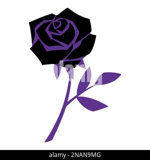 Illustration of black rose. Mystical image of gloomy flower. Stock Vector