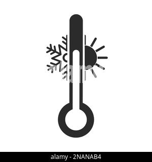 Weather temperature thermometer icon. Flat style sign for mobile concept and web design. Thermometer with sunny and freezy weather outline vector icon Stock Vector