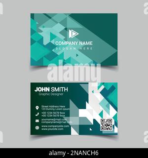 Professional business card design template for company or business. Two color simple but professional design. Compatible for business and personal use Stock Vector