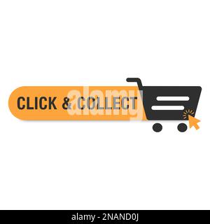 Click and collect internet shopping consept. Vector Stock Vector