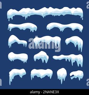 Set of snow cap in a flat design. Vector illustration Stock Vector