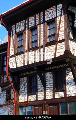 Front view of an old house built in Ottoman style with adobe walls Stock Photo