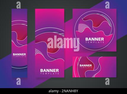 set of creative web banners of standard size. Vertical, horizontal and square template. vector illustration Stock Vector