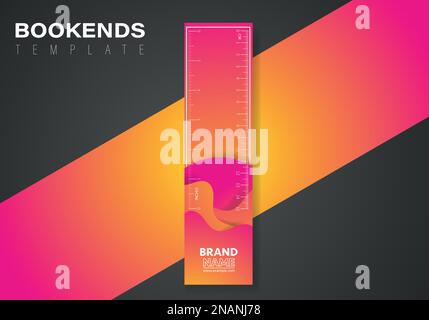 Abstract dynamic gradient graphic elements in modern style. Purple and orange bookend template with flowing liquid shapes, amoeba forms. Stock Vector