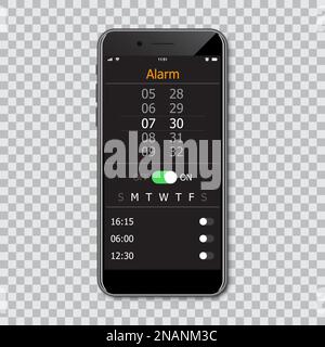 Smartphones with mockup alarm interface. Vector illustration Stock Vector