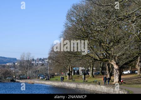 Cyfarthfa Park and Castle, Merthyr Tydfil, South Wales, UK. 13 February 2023.  UK weather: Sunny afternoon in the region today.  Credit: Andrew Bartlett/Alamy Live News Stock Photo