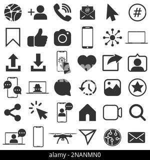 Set of internet and social media icons in simple design. Vector illustration Stock Vector