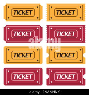 Set of ticket icons in a flat design on a white background Stock Vector