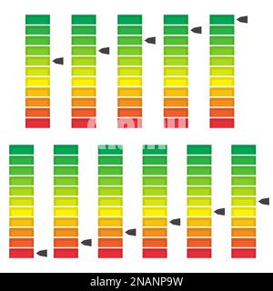 Color coded progress, level indicator with units. Vector illustartion Stock Vector