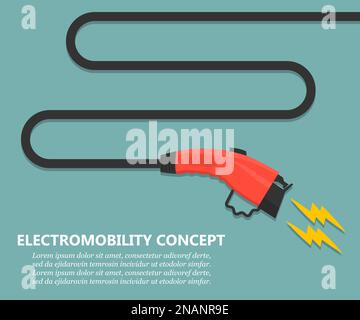 Charging plug for electric car charging station in a flat design Stock Vector