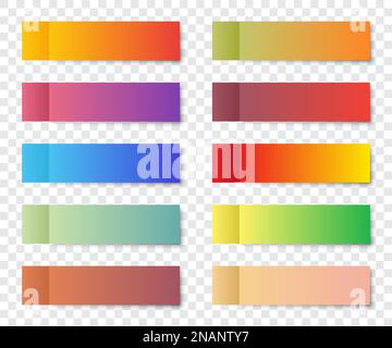 Set of post note stickers with shadow on a transparent background Stock Vector