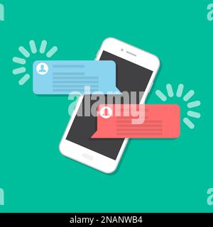 Smartphone with chat in a flat design Stock Vector