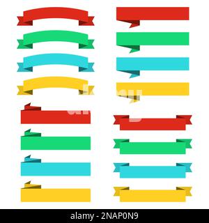 Set of flat ribbons banners. Ribbons in flat design Stock Vector