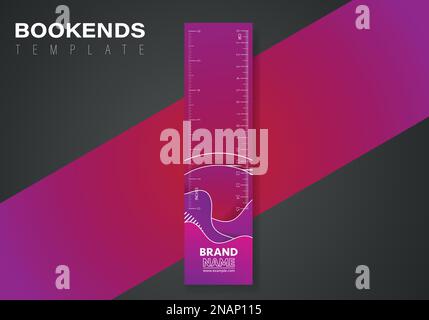Purple bookend template with flowing liquid shapes, amoeba forms. Abstract dynamic gradient graphic elements in modern style. Stock Vector