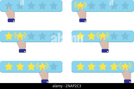Hand press a star and gives a rating. Vector illustration. Stock Vector