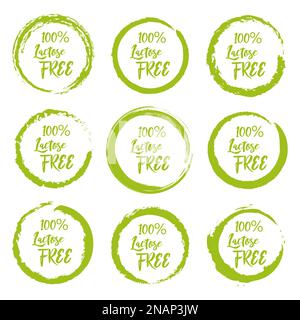 Set of lactose free grunge label sticker on a white background Stock Vector