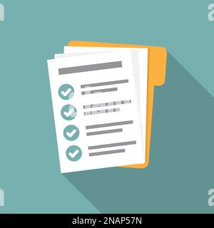 Checklist form document in folder in a flat design. Stock Vector