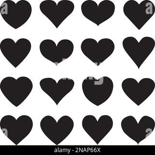 Set of different shape heart icons for design. Stock Vector