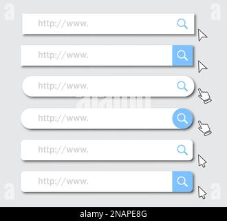 Set of www address search bar icons with shadow Stock Vector