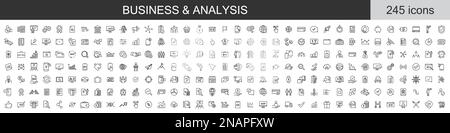 Big set of 245 Business and Analysis icons. Thin line icons collection. Vector illustration Stock Vector