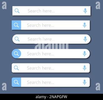 Set of search bar for website in a flat design Stock Vector