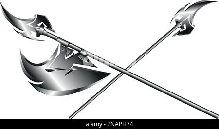 A gleaming, sharp battle axe,spear,halberd made from heavy-duty steel for true warriors. Stock Vector