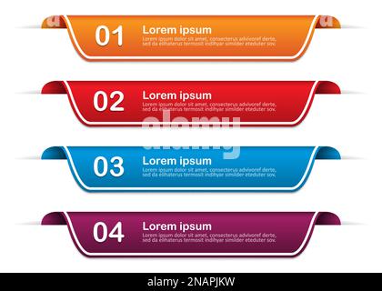 Infographic banners with 4 options, steps. Mockup template. Vector illustration Stock Vector
