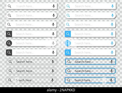 Set of web search field. Set of search bar. Collection of search box Stock Vector