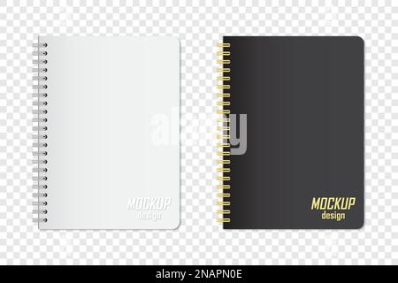 Mock up of notebook in two colors with shadow on a transparent background Stock Vector